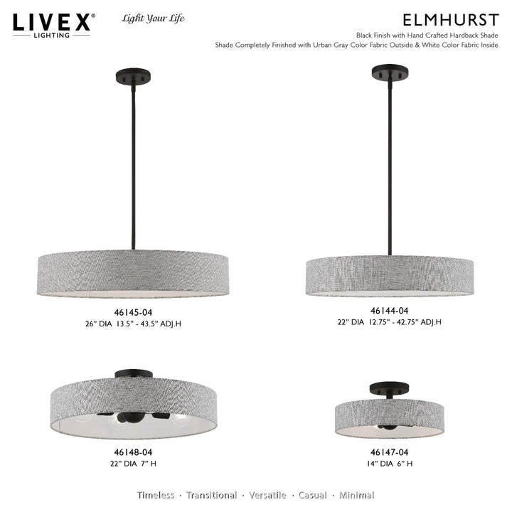 4 Light Black Semi-Flush