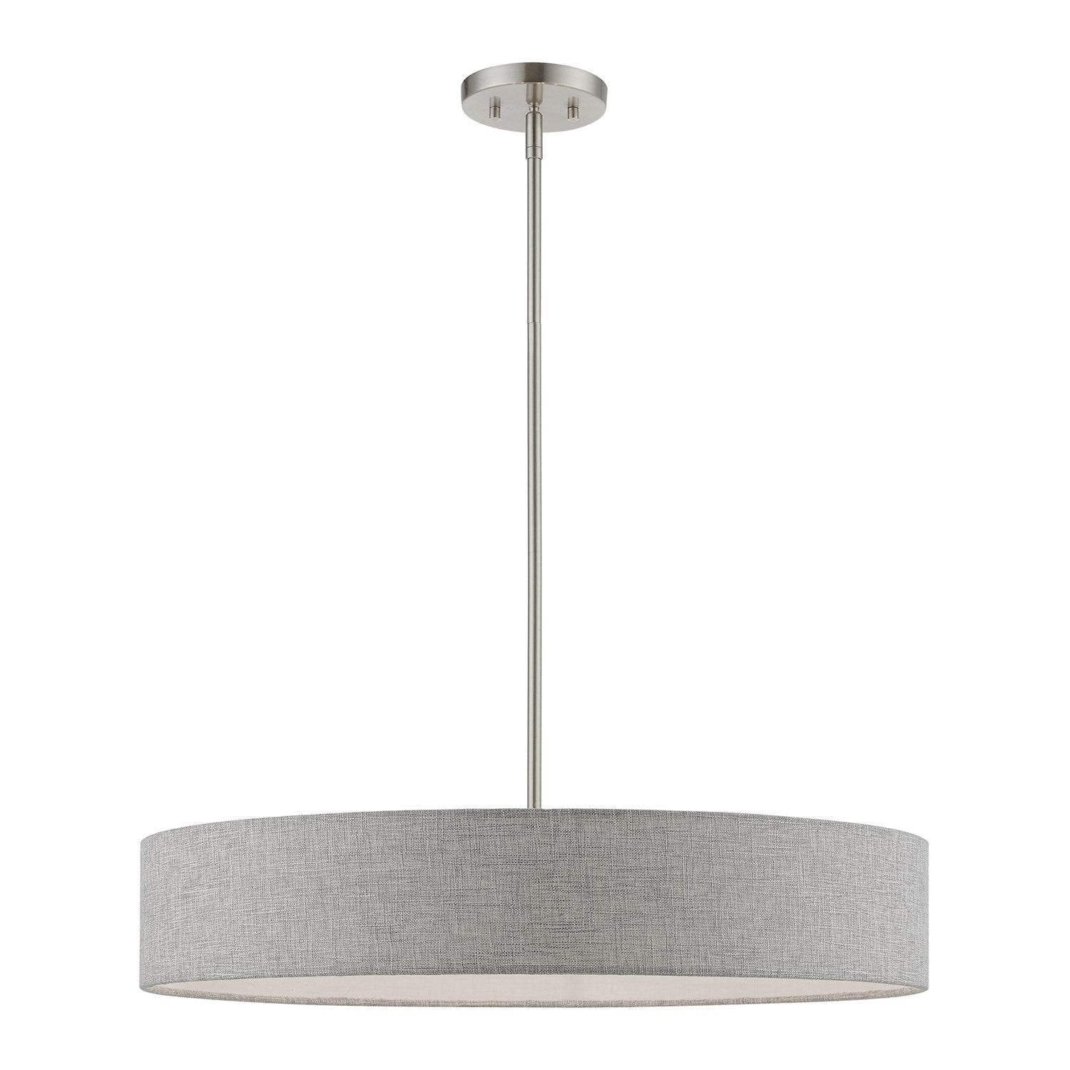 5 Light Brushed Nickel With Shiny White Accents Large Drum Pendant by Livex Lighting