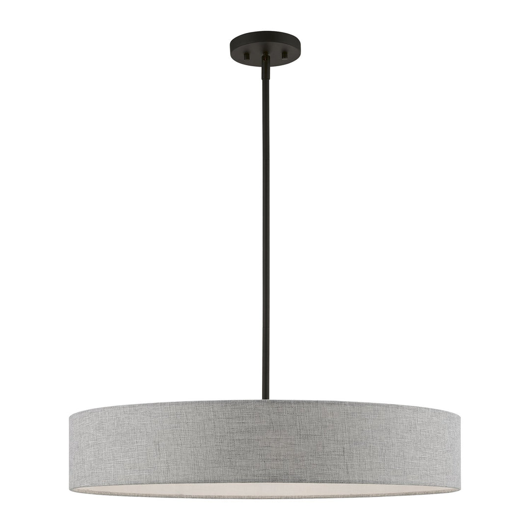 5 Light Black Large Drum Pendant by Livex Lighting