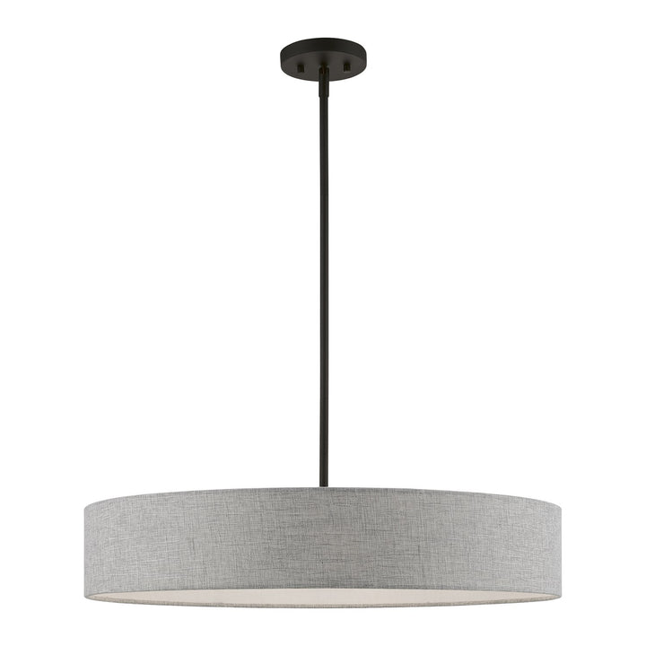 5 Light Black Large Drum Pendant by Livex Lighting