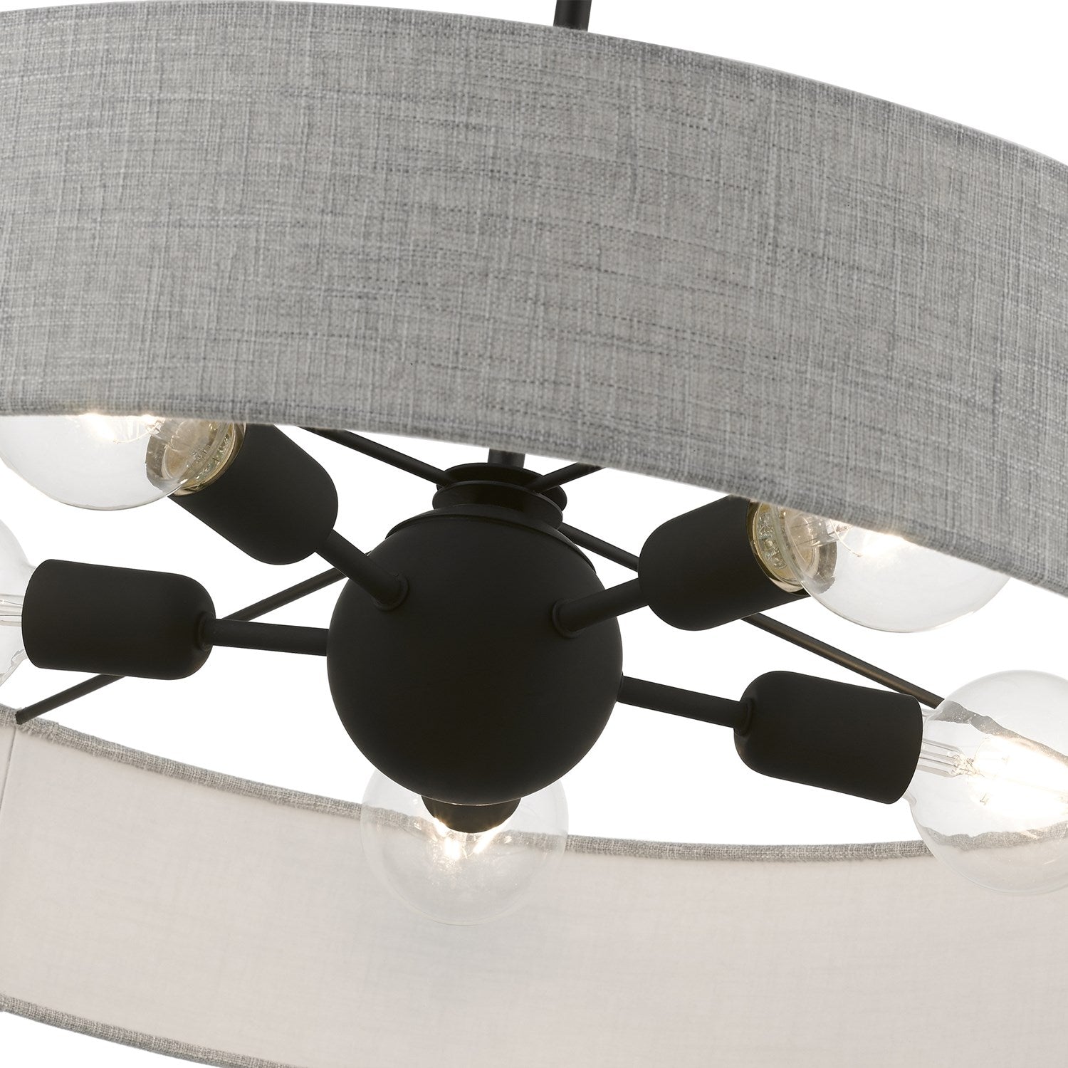 5 Light Black Large Drum Pendant