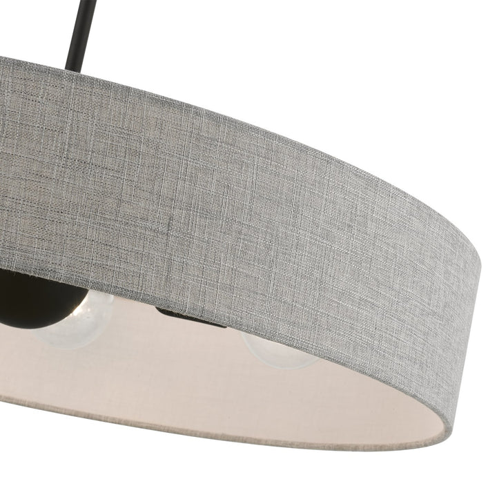 5 Light Black Large Drum Pendant