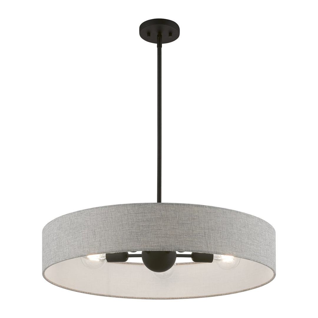 5 Light Black Large Drum Pendant