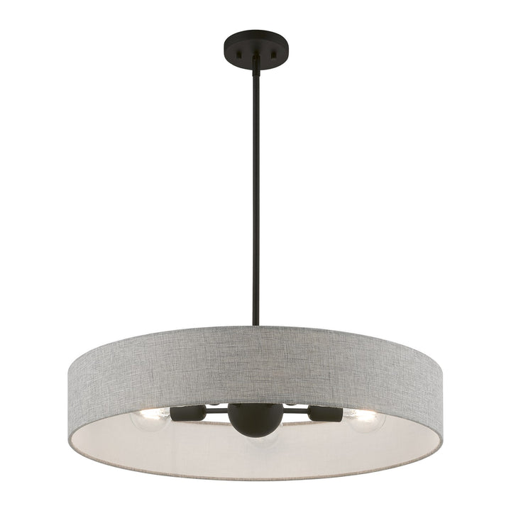 5 Light Black Large Drum Pendant