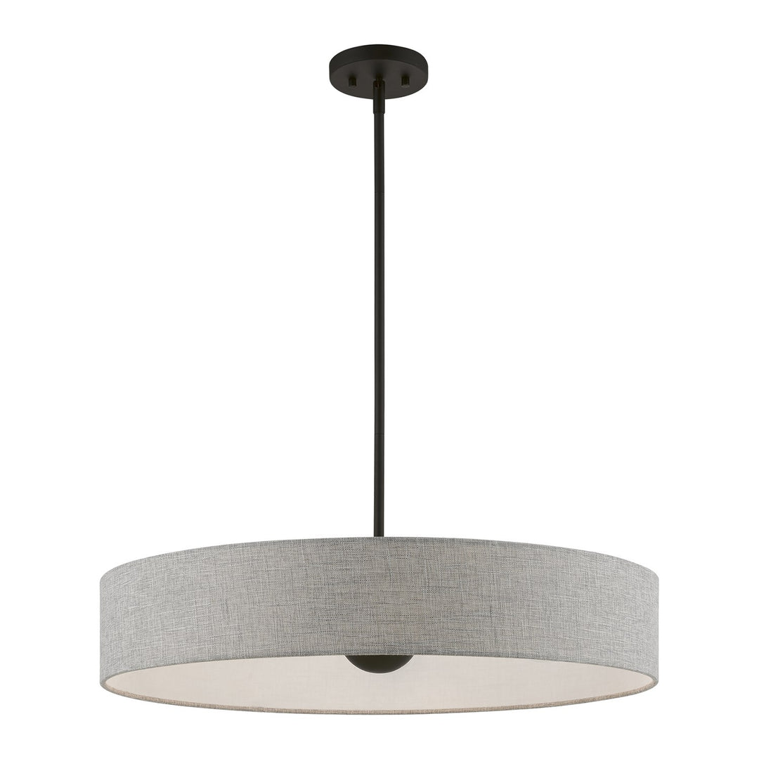 5 Light Black Large Drum Pendant