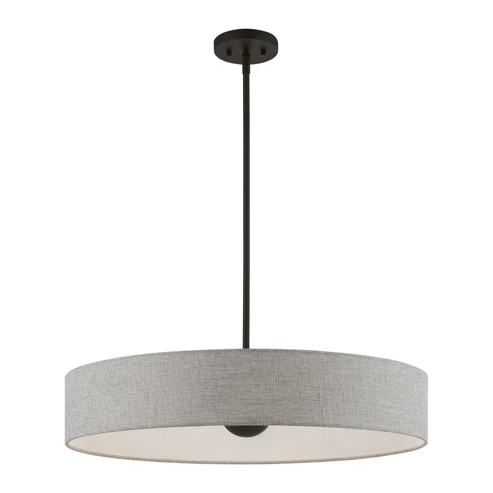 5 Light Black Large Drum Pendant