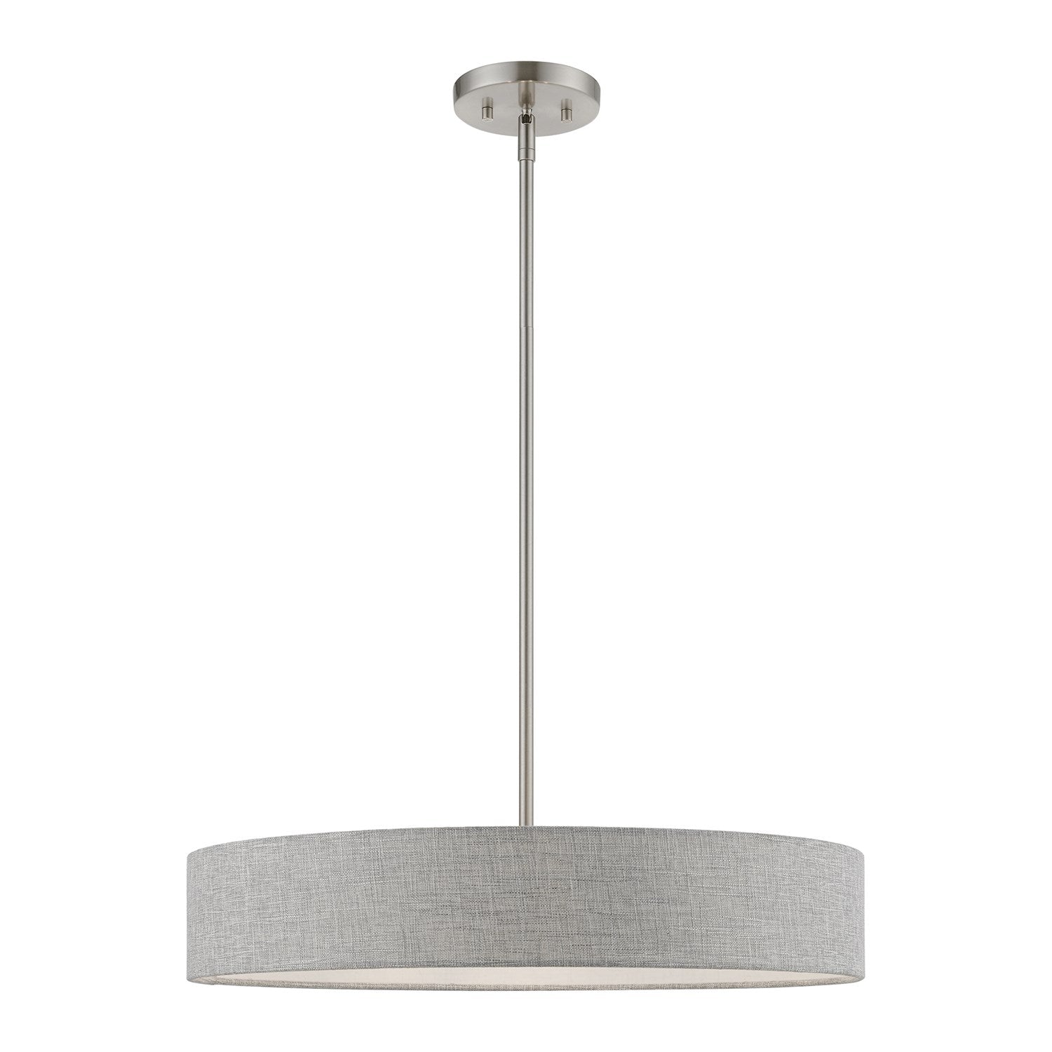4 Light Brushed Nickel With Shiny White Accents Medium Drum Pendant by Livex Lighting