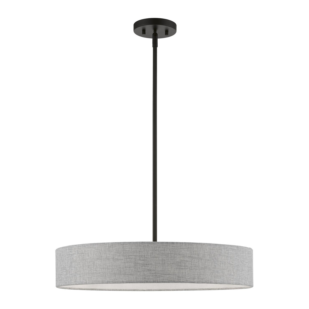 4 Light Black Medium Drum Pendant by Livex Lighting