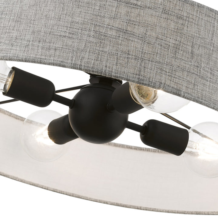 4 Light Black Medium Drum Pendant