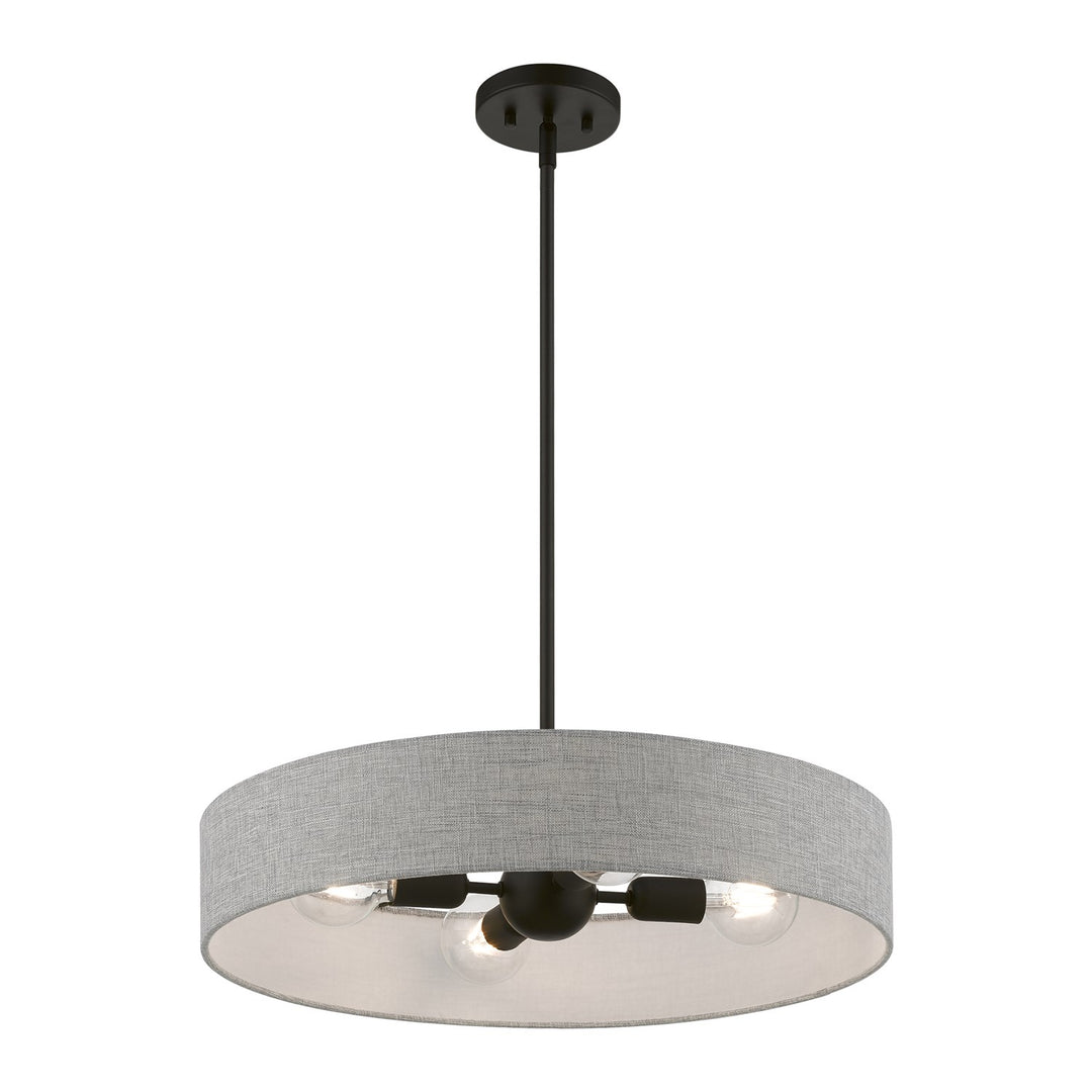 4 Light Black Medium Drum Pendant