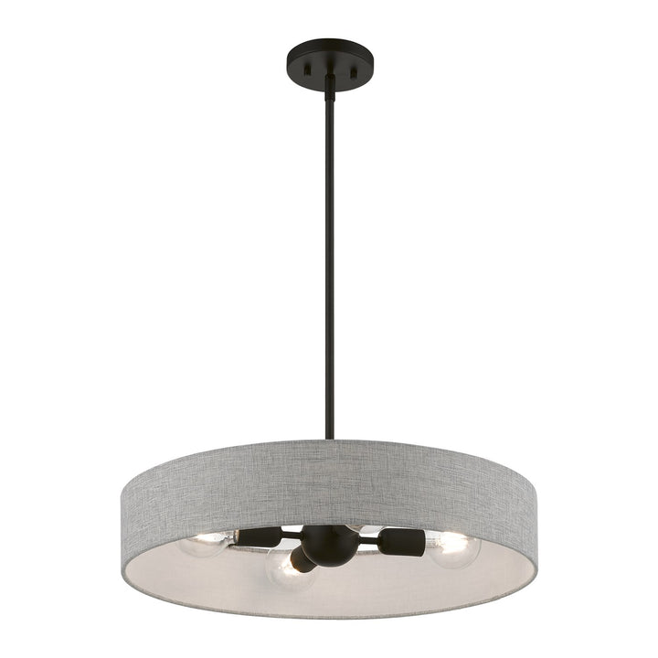4 Light Black Medium Drum Pendant