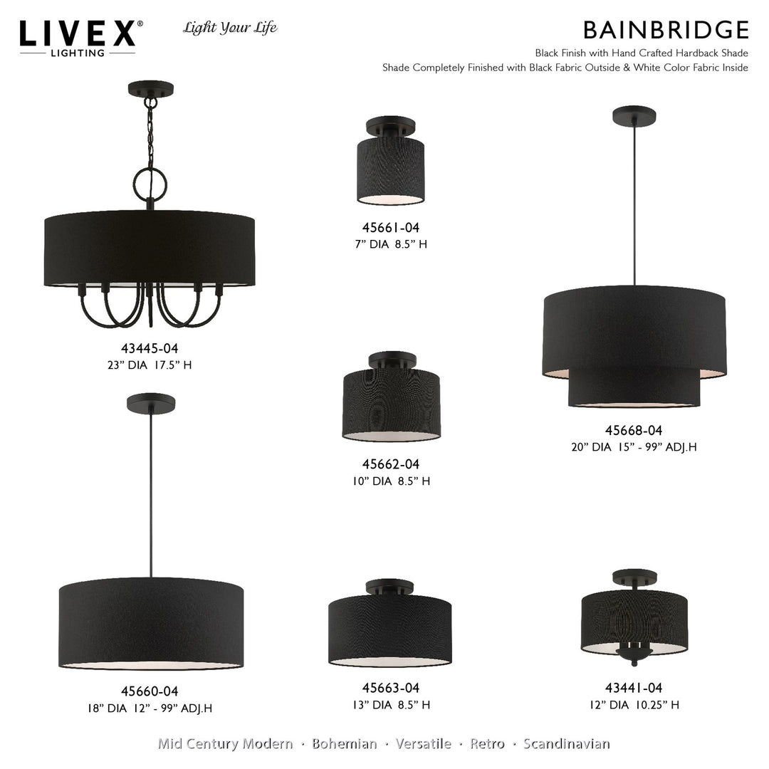 1 Light Black Small Semi-Flush