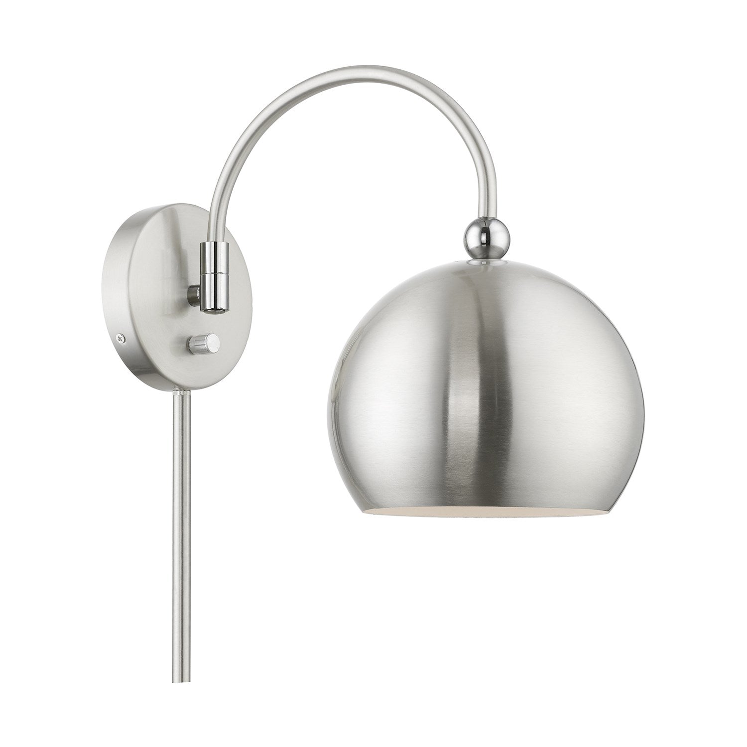 1 Light Brushed Nickel With Polished Chrome Accents Swing Arm Wall Lamp by Livex Lighting