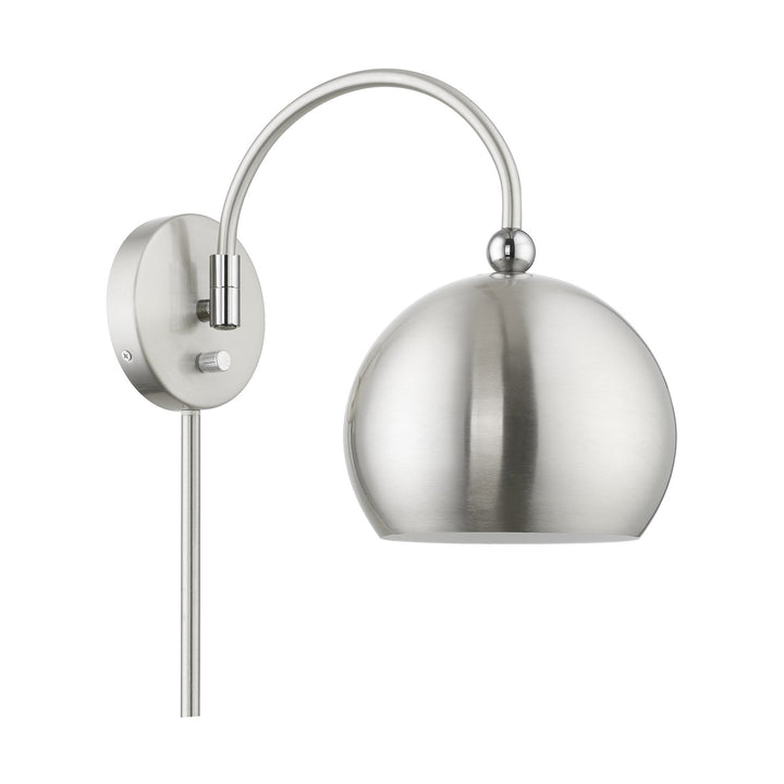 1 Light Brushed Nickel With Polished Chrome Accents Swing Arm Wall Lamp