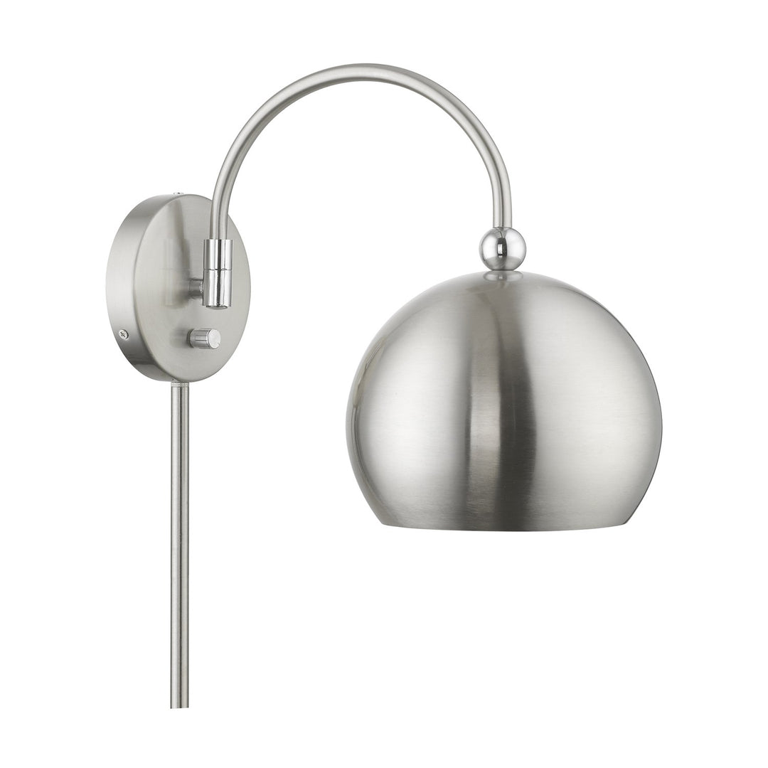 1 Light Brushed Nickel With Polished Chrome Accents Swing Arm Wall Lamp