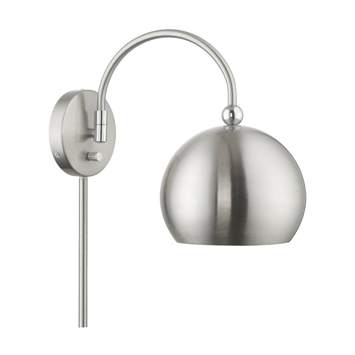 1 Light Brushed Nickel With Polished Chrome Accents Swing Arm Wall Lamp