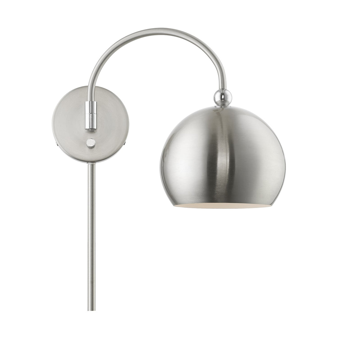 1 Light Brushed Nickel With Polished Chrome Accents Swing Arm Wall Lamp