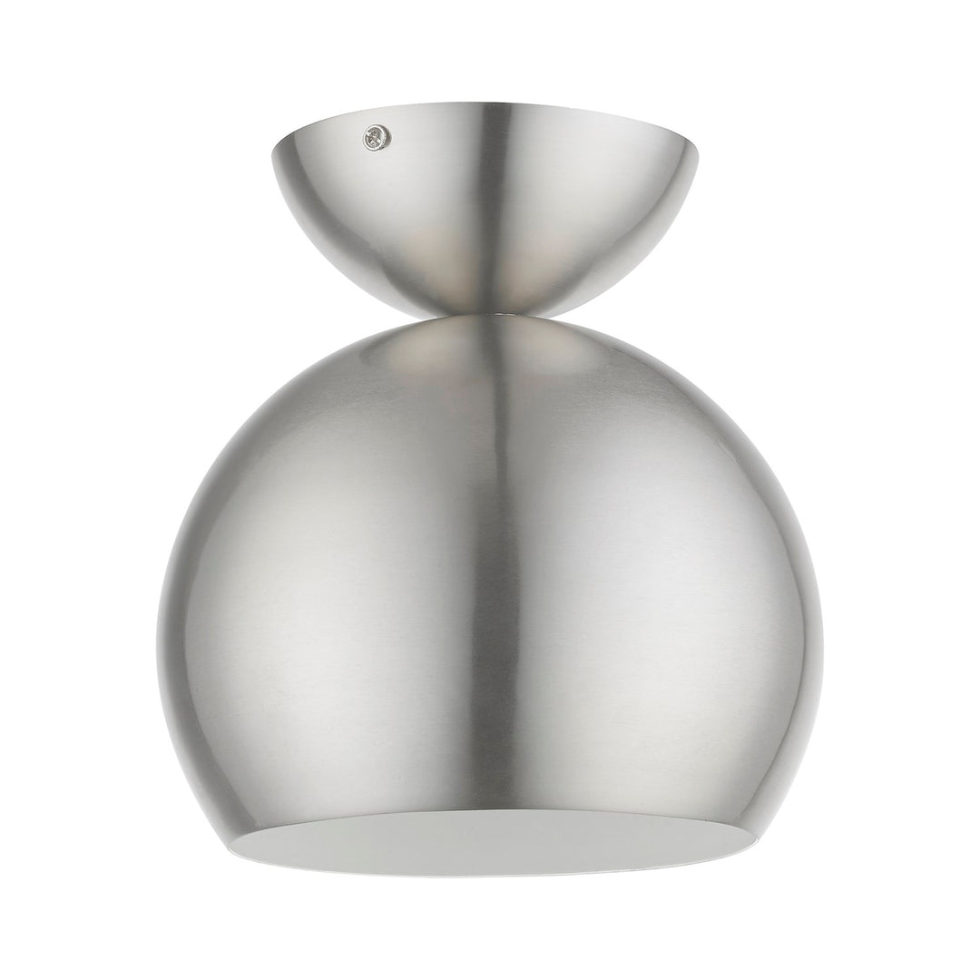 1 Light Brushed Nickel Globe Semi-Flush