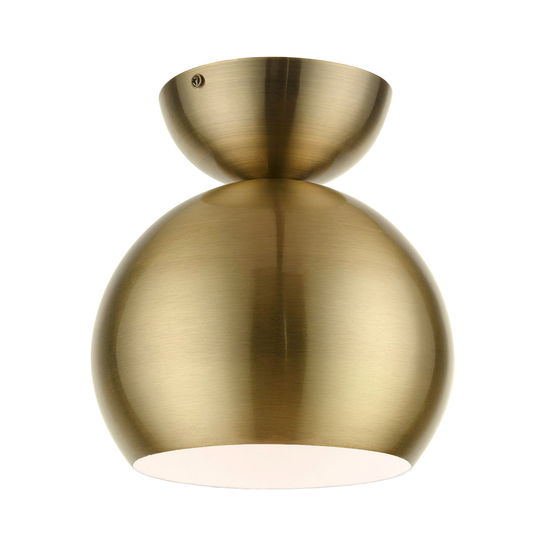 1 Light Antique Brass Globe Semi-Flush by Livex Lighting