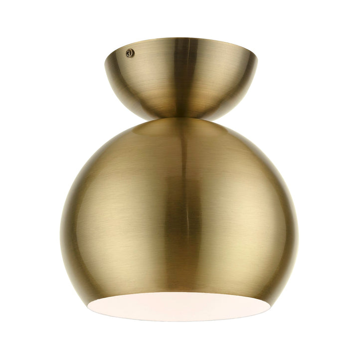1 Light Antique Brass Globe Semi-Flush by Livex Lighting