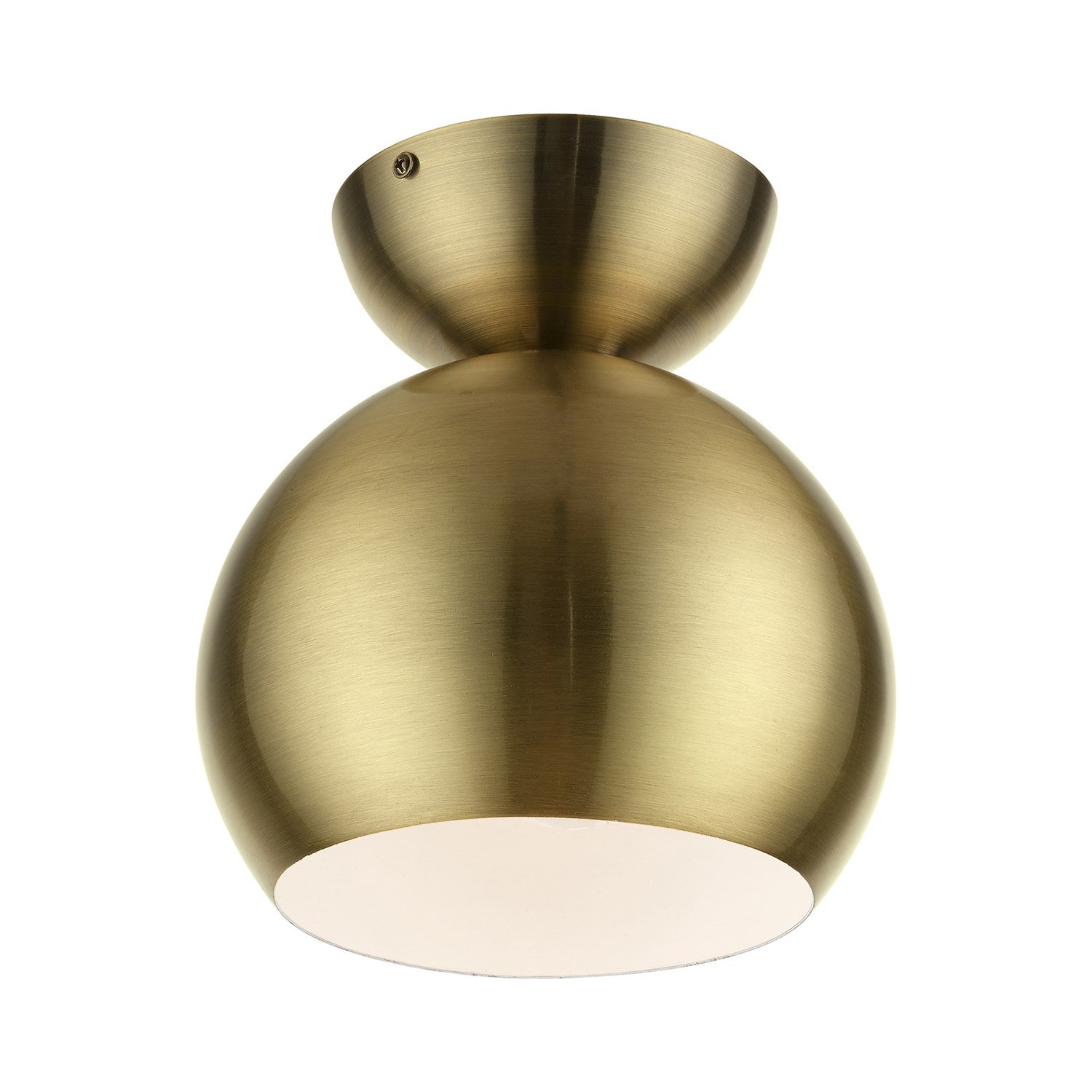 1 Light Antique Brass Globe Semi-Flush