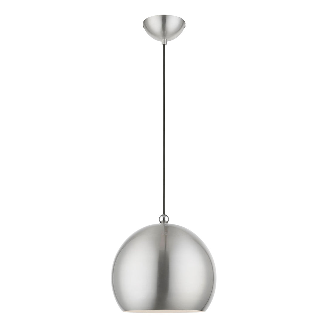 1 Light Brushed Nickel With Polished Chrome Accents Globe Pendant by Livex Lighting