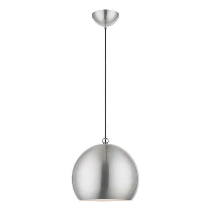 1 Light Brushed Nickel With Polished Chrome Accents Globe Pendant by Livex Lighting