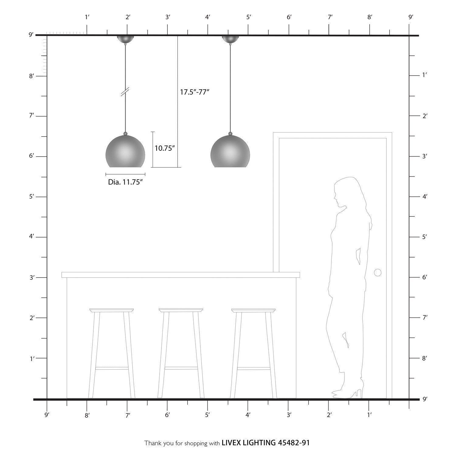 1 Light Brushed Nickel With Polished Chrome Accents Globe Pendant