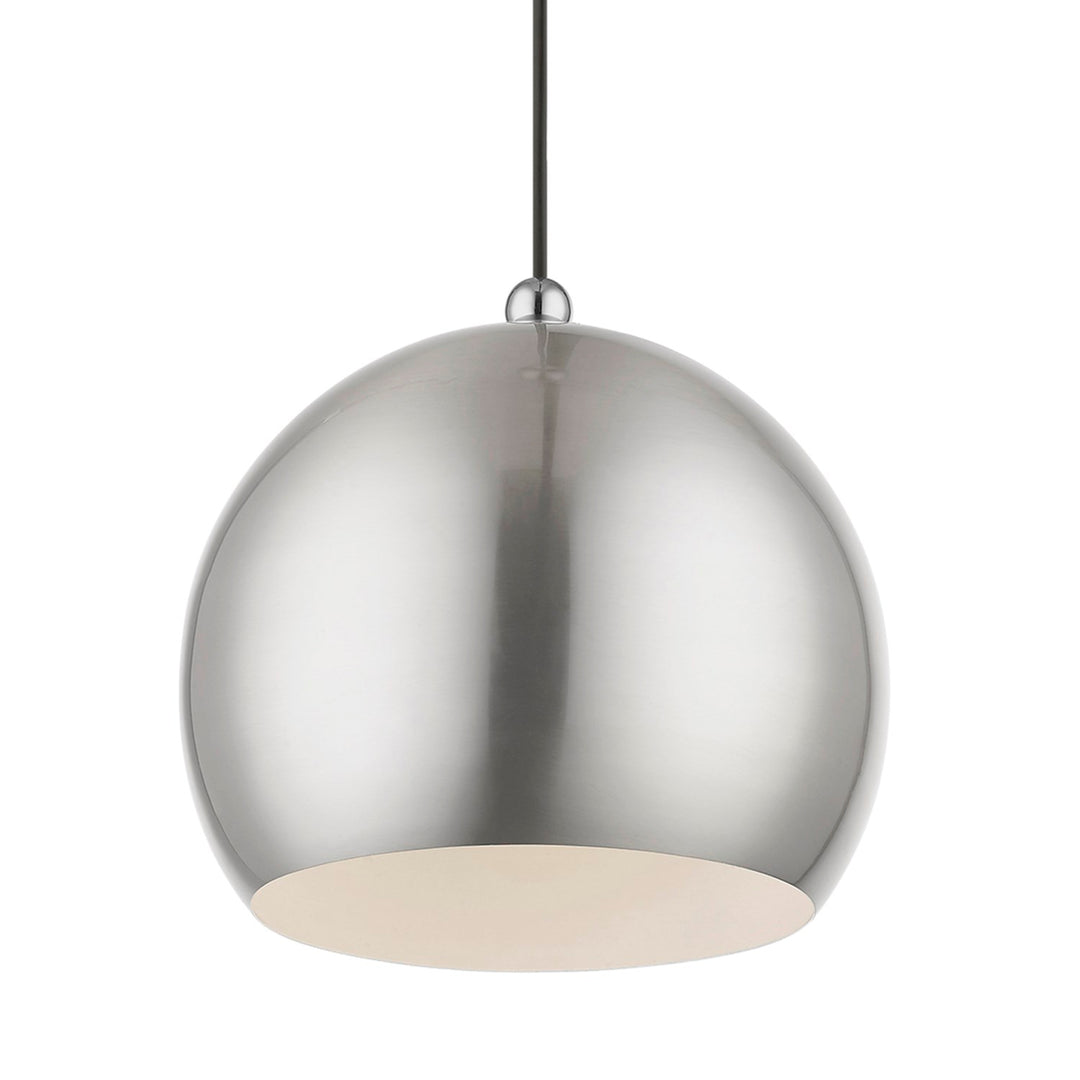 1 Light Brushed Nickel With Polished Chrome Accents Globe Pendant
