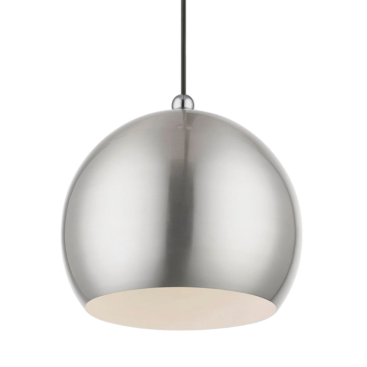 1 Light Brushed Nickel With Polished Chrome Accents Globe Pendant