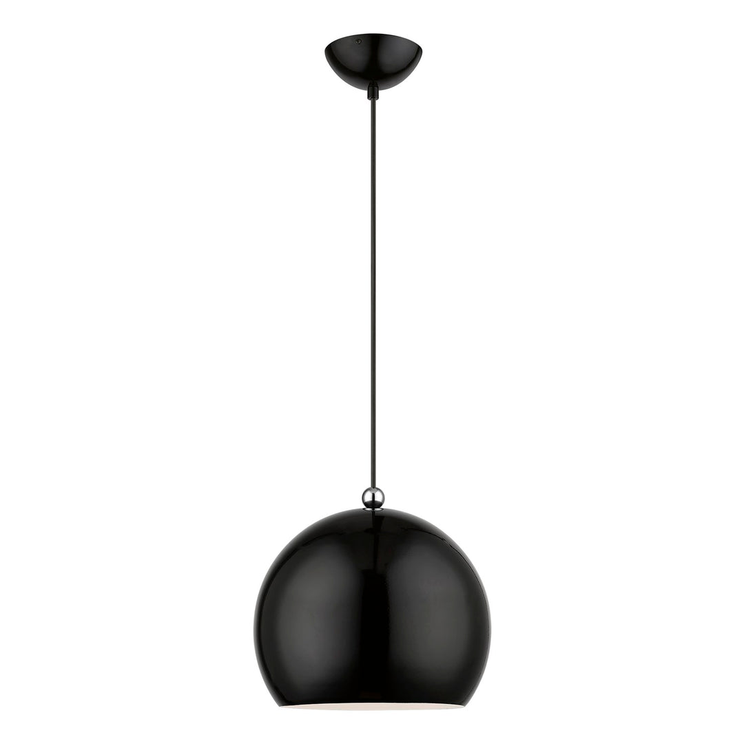1 Light Shiny Black With Polished Chrome Accents Globe Pendant by Livex Lighting