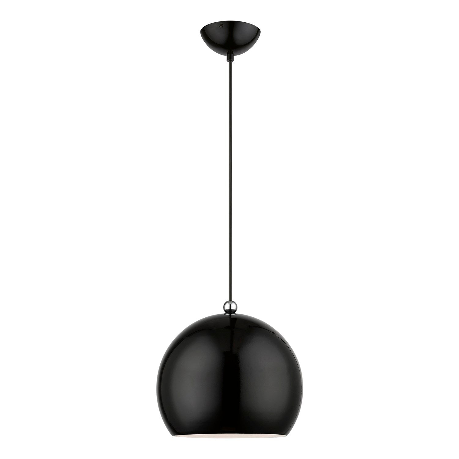 1 Light Shiny Black With Polished Chrome Accents Globe Pendant by Livex Lighting