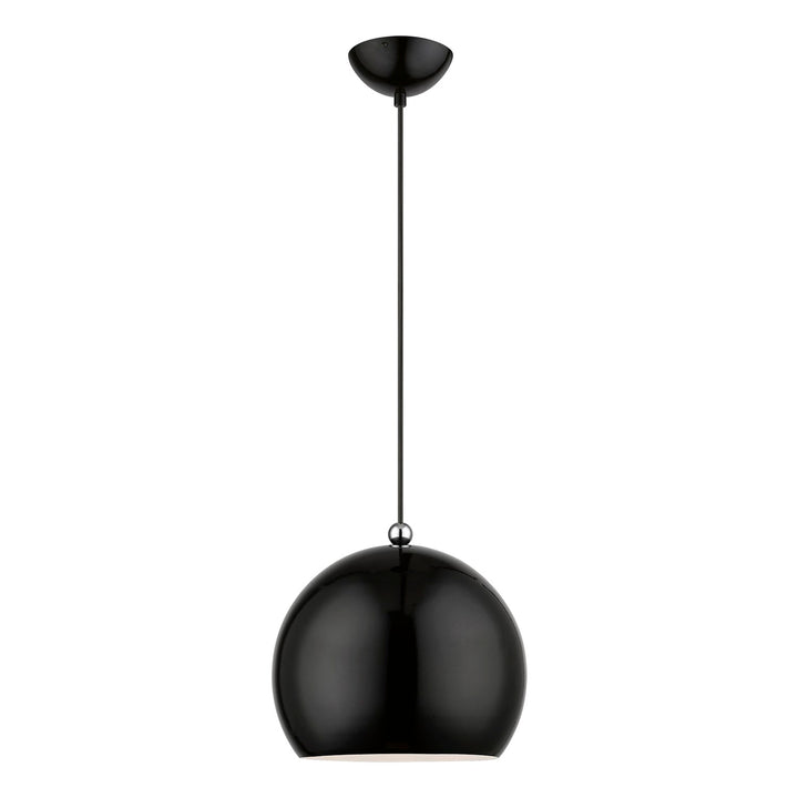 1 Light Shiny Black With Polished Chrome Accents Globe Pendant by Livex Lighting