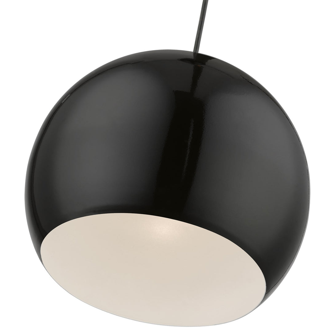 1 Light Shiny Black With Polished Chrome Accents Globe Pendant