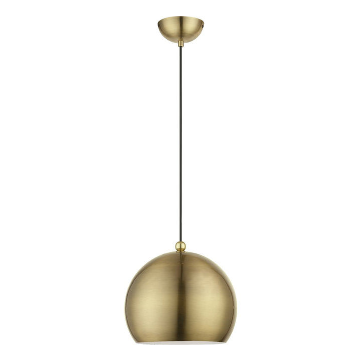 1 Light Antique Brass With Polished Brass Accents Globe Pendant by Livex Lighting