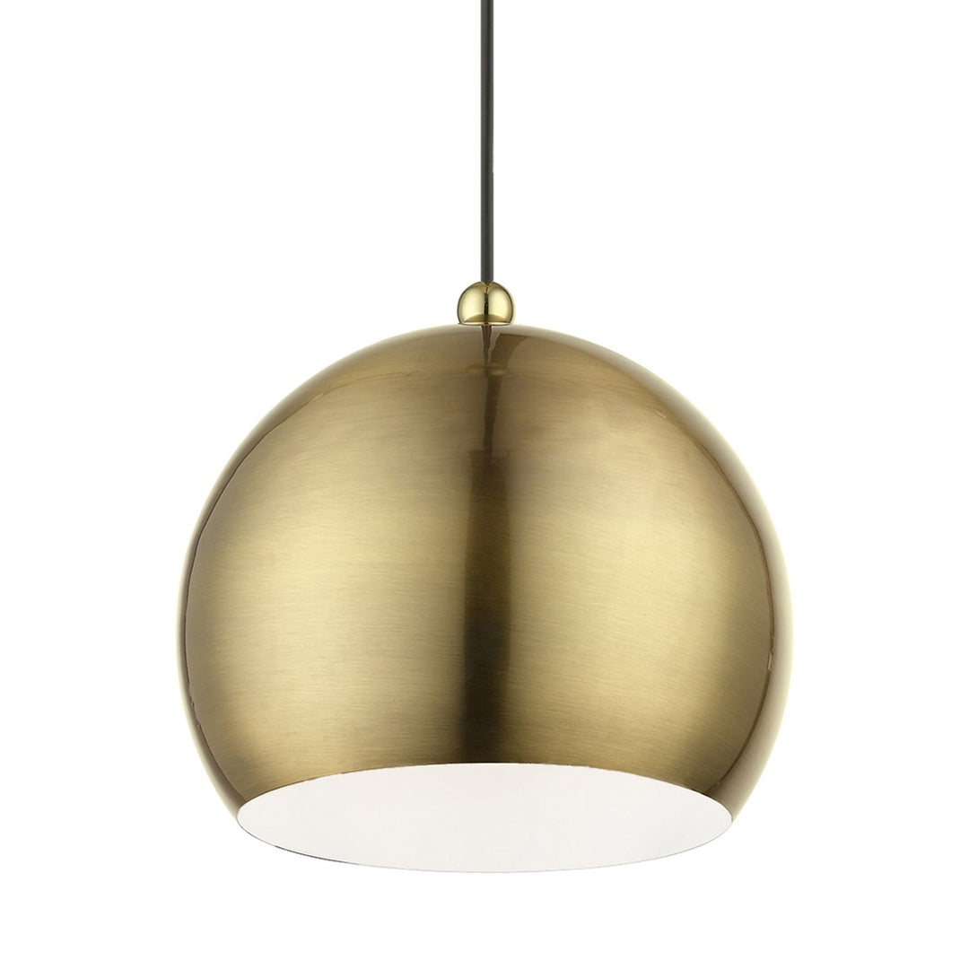 1 Light Antique Brass With Polished Brass Accents Globe Pendant