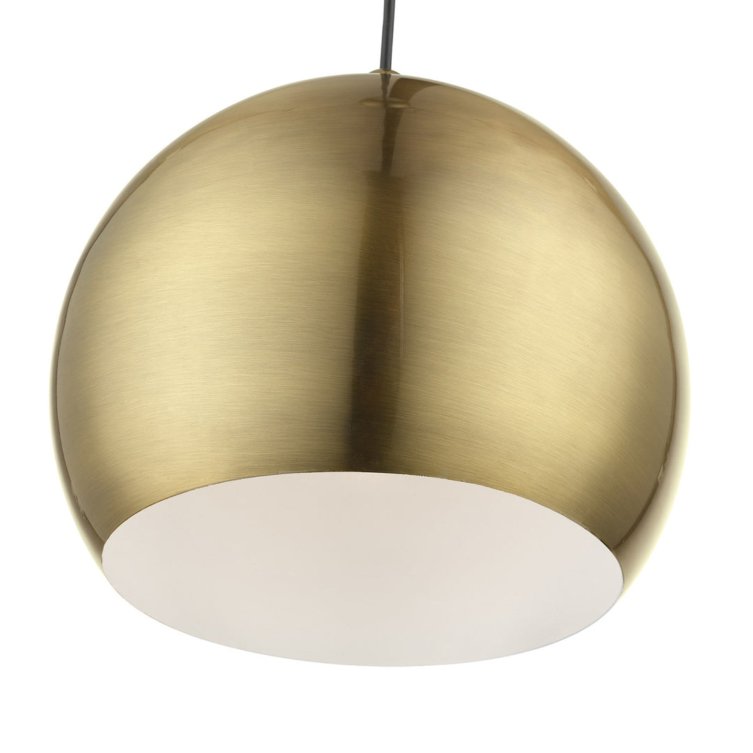1 Light Antique Brass With Polished Brass Accents Globe Pendant