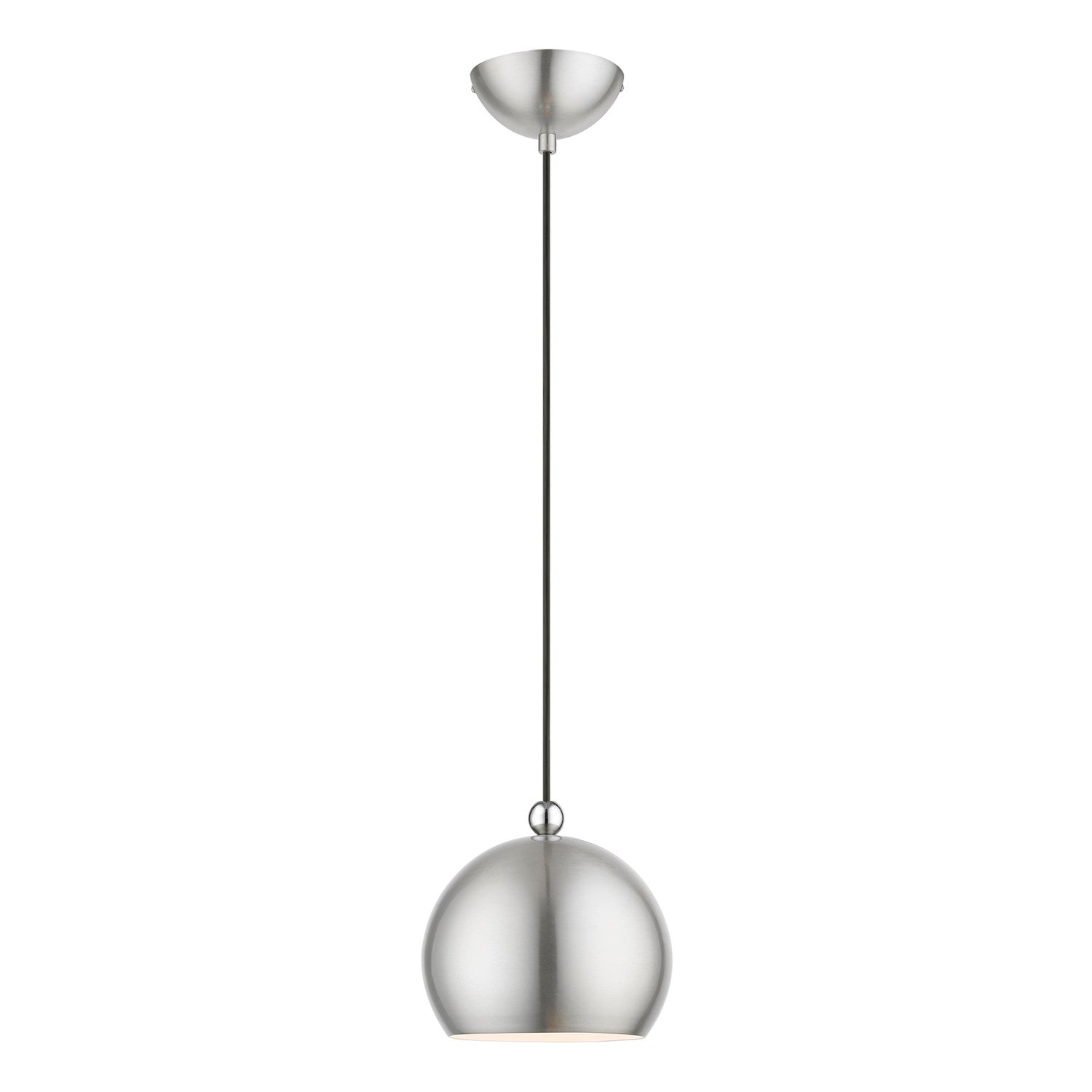 1 Light Brushed Nickel With Polished Chrome Accents Globe Mini Pendant by Livex Lighting