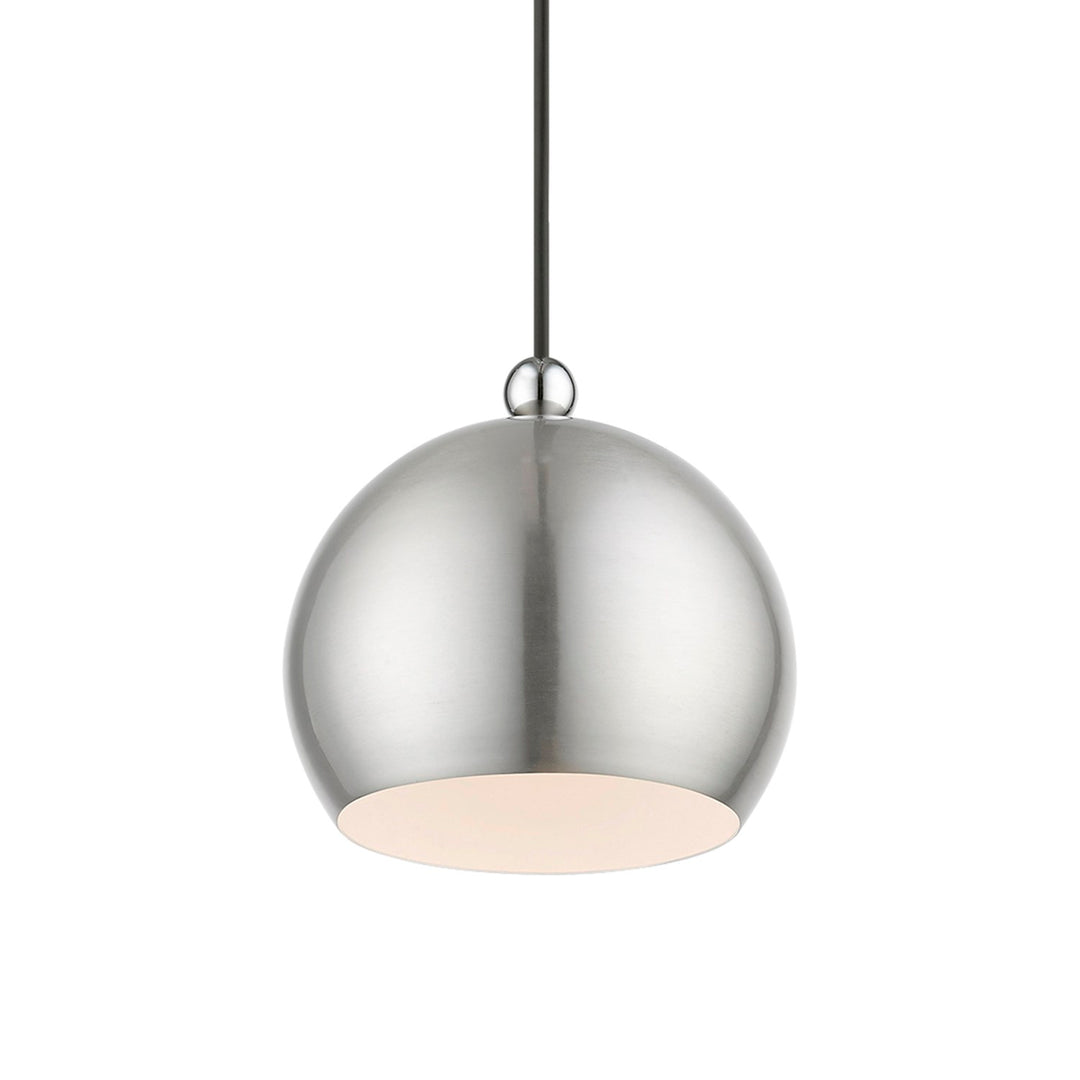 1 Light Brushed Nickel With Polished Chrome Accents Globe Mini Pendant