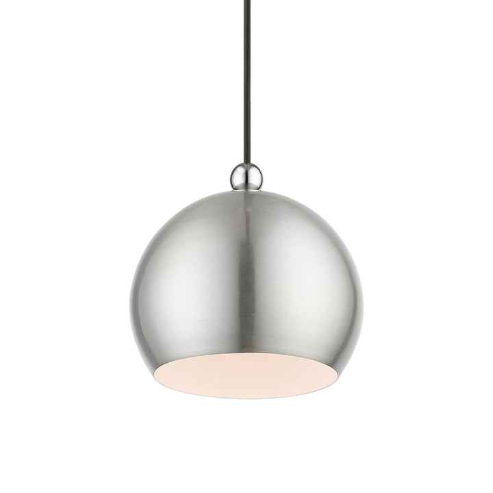 1 Light Brushed Nickel With Polished Chrome Accents Globe Mini Pendant