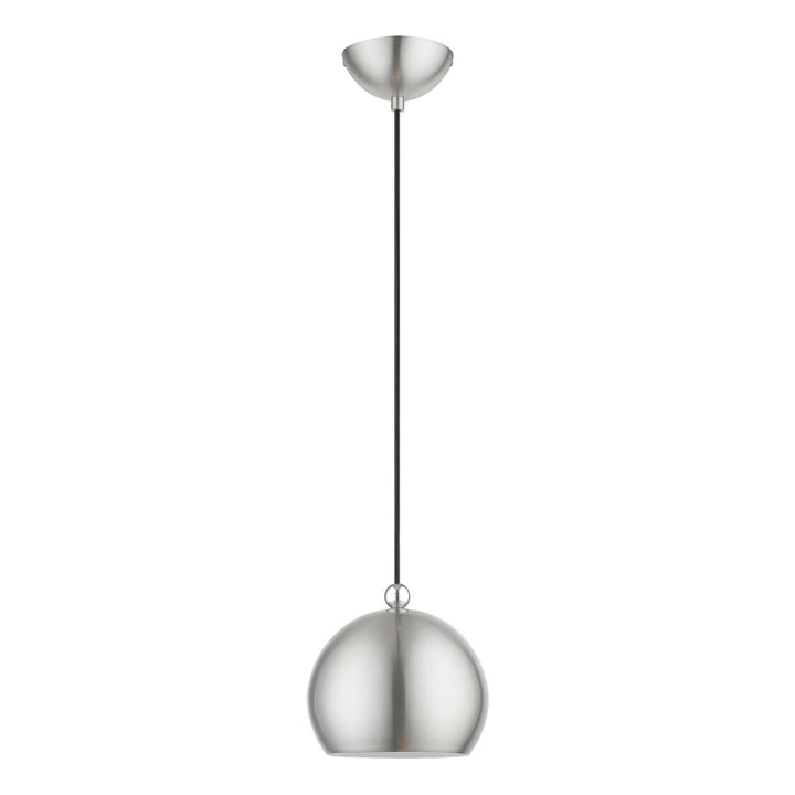 1 Light Brushed Nickel With Polished Chrome Accents Globe Mini Pendant