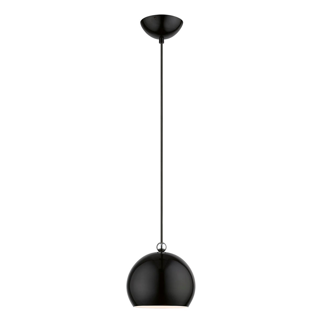 1 Light Shiny Black With Polished Chrome Accents Globe Mini Pendant by Livex Lighting
