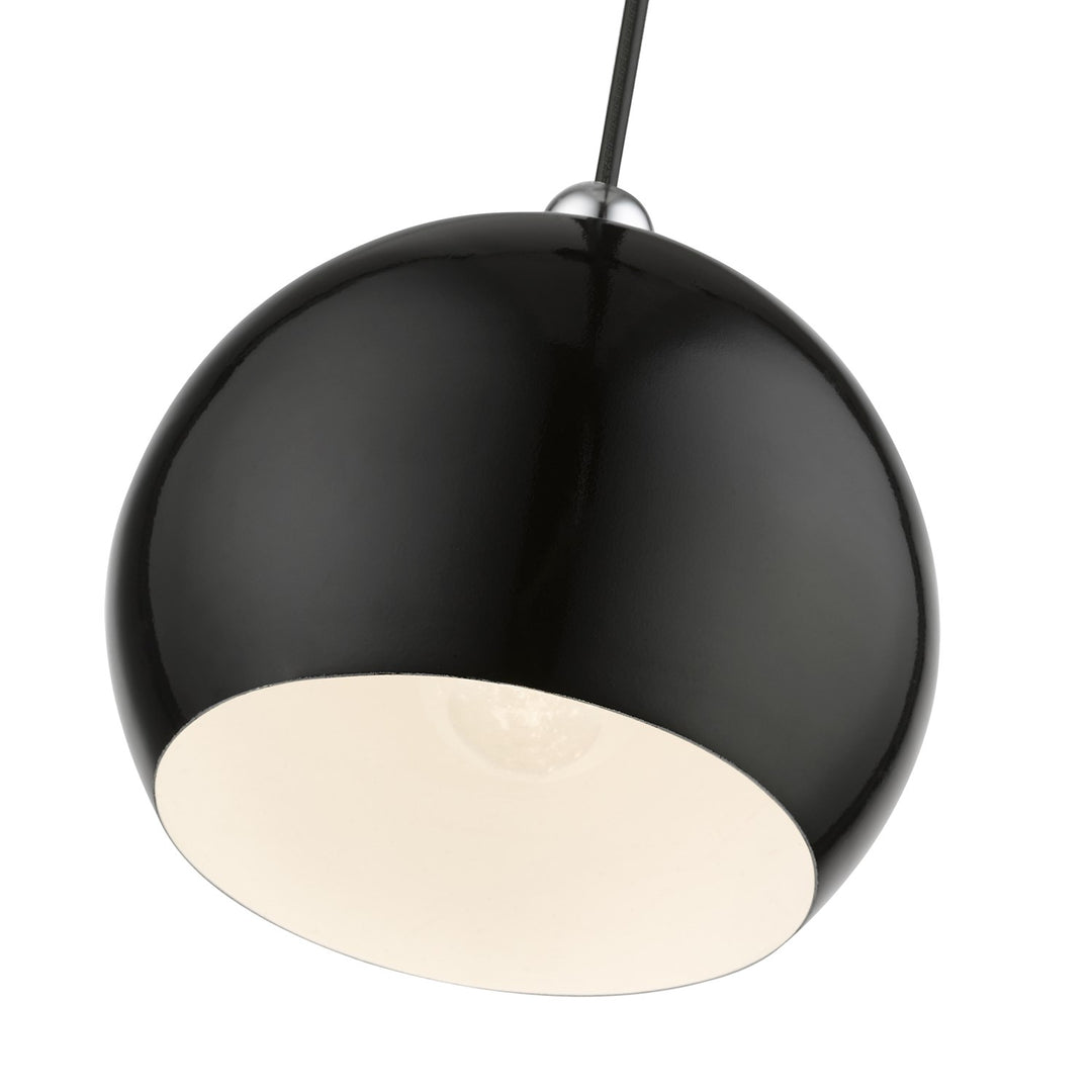 1 Light Shiny Black With Polished Chrome Accents Globe Mini Pendant