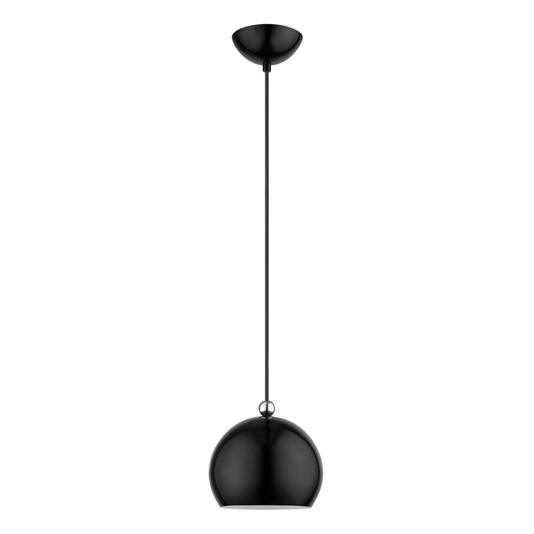 1 Light Shiny Black With Polished Chrome Accents Globe Mini Pendant