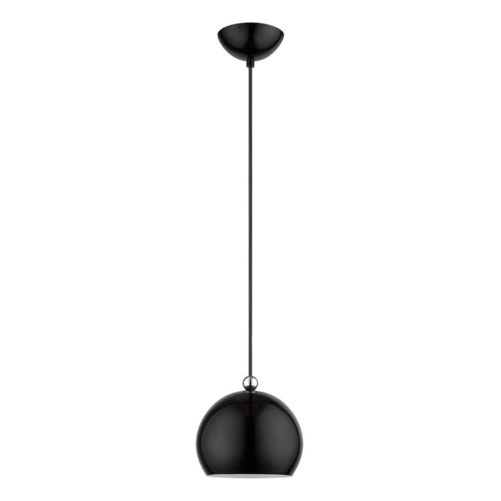 1 Light Shiny Black With Polished Chrome Accents Globe Mini Pendant