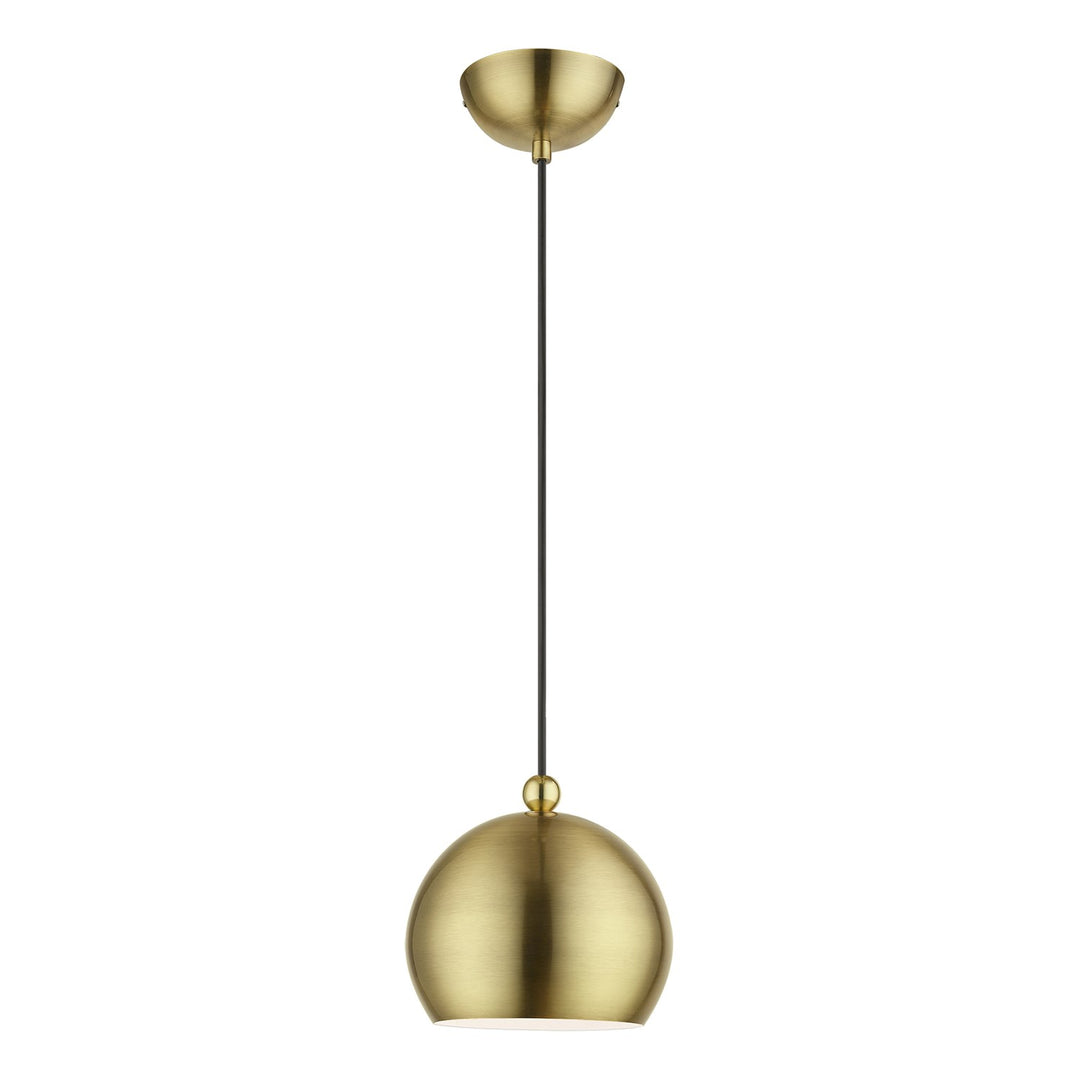 1 Light Antique Brass With Polished Brass Accents Globe Mini Pendant by Livex Lighting