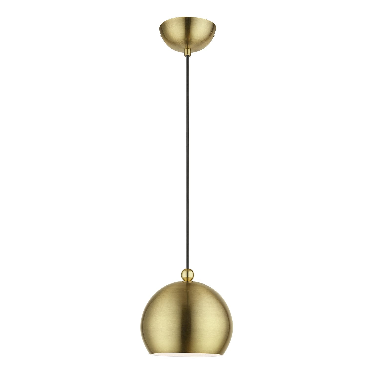 1 Light Antique Brass With Polished Brass Accents Globe Mini Pendant by Livex Lighting
