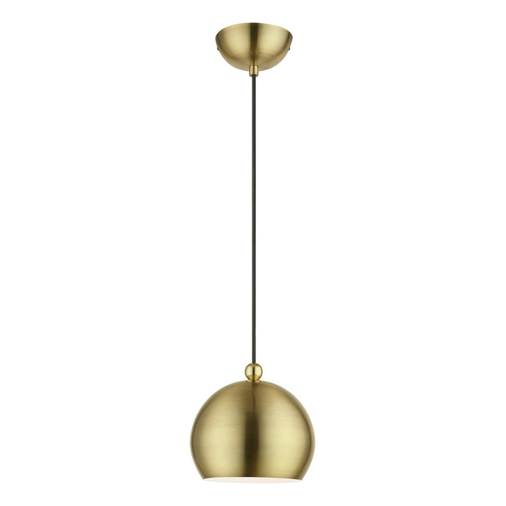 1 Light Antique Brass With Polished Brass Accents Globe Mini Pendant by Livex Lighting