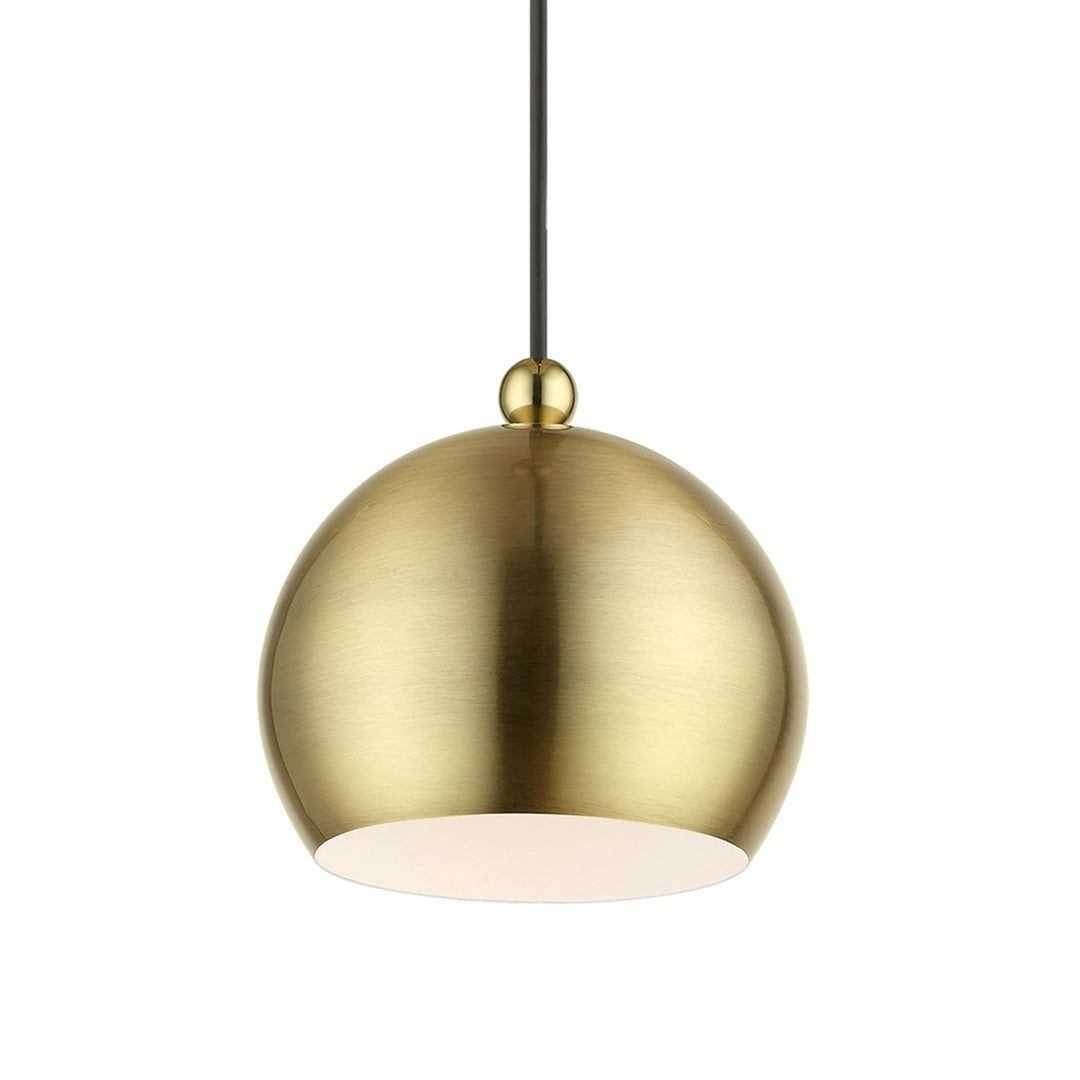 1 Light Antique Brass With Polished Brass Accents Globe Mini Pendant