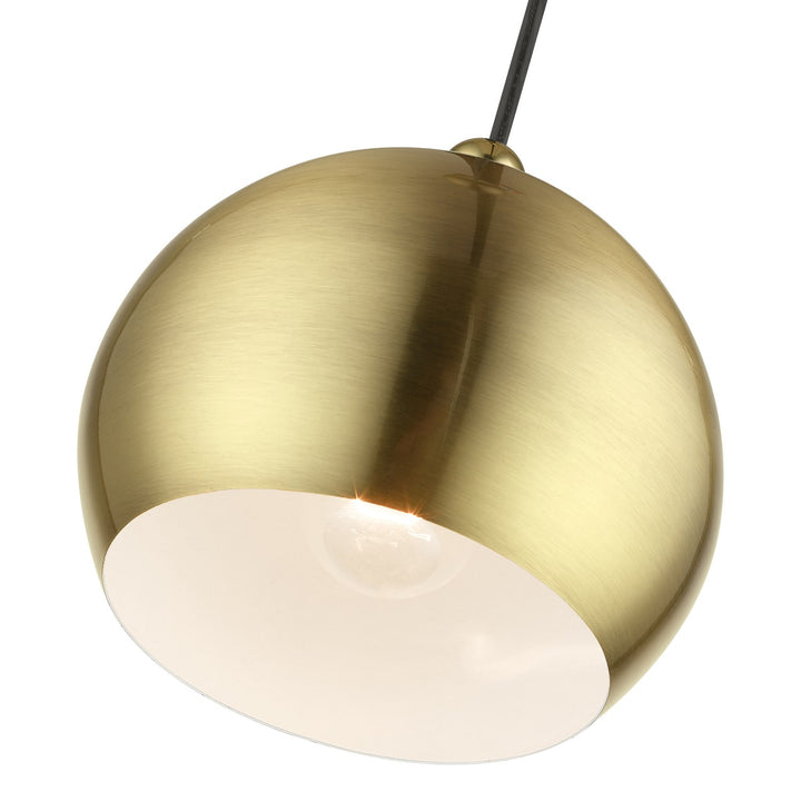 1 Light Antique Brass With Polished Brass Accents Globe Mini Pendant
